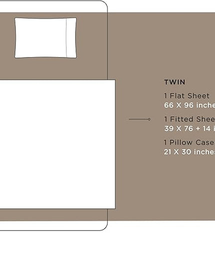 100% Cotton Percale Sheets Twin Size, Taupe, Deep Pocket, 3 Pieces Sheet Set - 1 Flat, 1 Deep Pocket Fitted Sheet and 1 Pillowcase, Crisp Cool and Strong Bed Linen - LeafyLoom