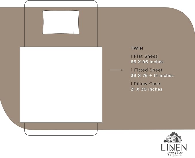 100% Cotton Percale Sheets Twin Size, Taupe, Deep Pocket, 3 Pieces Sheet Set - 1 Flat, 1 Deep Pocket Fitted Sheet and 1 Pillowcase, Crisp Cool and Strong Bed Linen - LeafyLoom