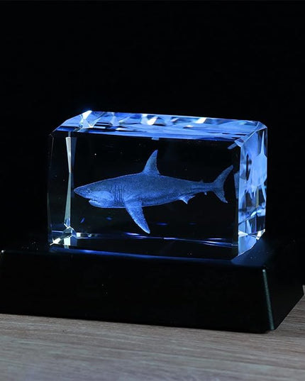 Qianwei 3D Crystals Shark Gifts for Shark lovers,Shark Decor Glass Figurine Shark Jaw Stuff Birthday for Lovers,Keepsake&Paperweight - LeafyLoom