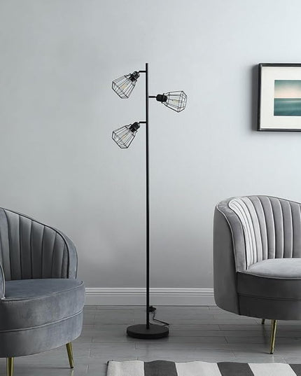 NicBex Floor Lamp,Modern Home Decor Floor Lamp with Adjustable Cage Shade and Step-On Switch,Standing Lamp Tall Lamp,Floor Lamps for Living Room,Bedroom and Office,Reading Light,Easy Assembly,Black - LeafyLoom