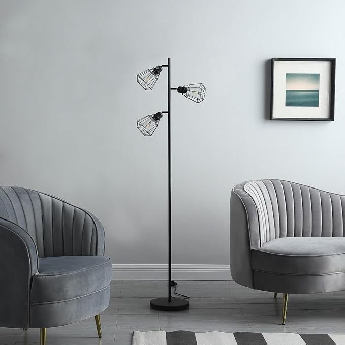 NicBex Floor Lamp,Modern Home Decor Floor Lamp with Adjustable Cage Shade and Step-On Switch,Standing Lamp Tall Lamp,Floor Lamps for Living Room,Bedroom and Office,Reading Light,Easy Assembly,Black - LeafyLoom