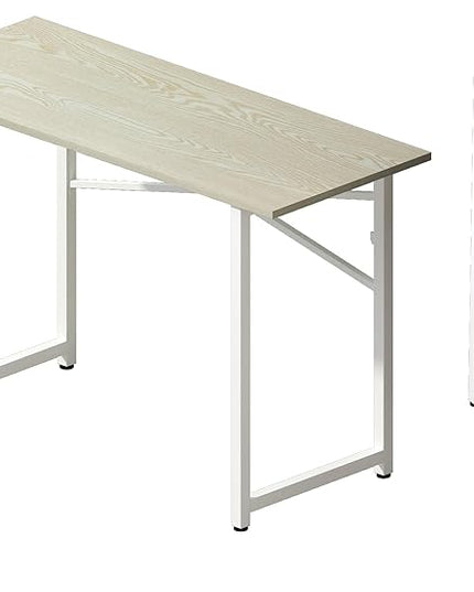 47 inch Folding Desk, Writing Gaming Computer Camping Table, No Assembly Required Home Office Desk, Natural and White - LeafyLoom