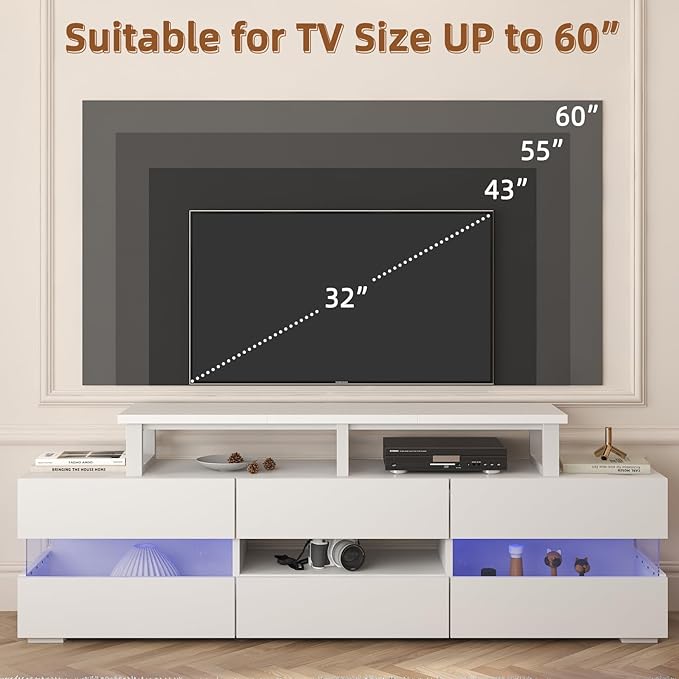45" Large TV Riser for 32-60 inch TV, TV Riser Stand Shelf with Steel Legs, Tabletop TV Stand Riser for Home Office,White - LeafyLoom