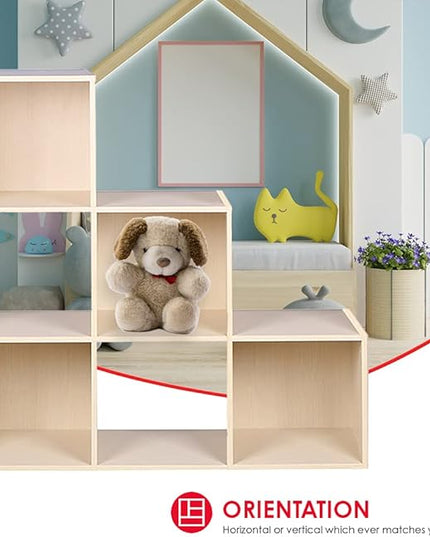 Home Basics Open and Enclosed Cube MDF Storage Organizer, Oak (6-Cube Tiered) - LeafyLoom