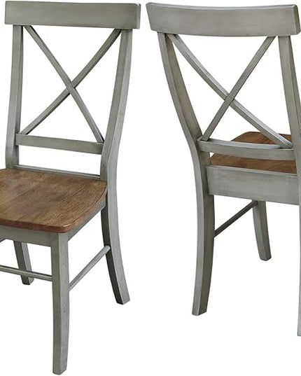 International Concepts X-Back, Set of 2 Chair, Distressed Hickory/Stone - LeafyLoom