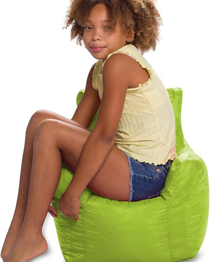 Posh Creations Structured Comfy Bean Bag Chair for Gaming, Reading, and Watching TV, Pasadena, Soft Nylon-Lime, Pasadena Chair - LeafyLoom