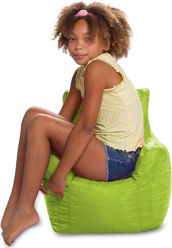 Posh Creations Structured Comfy Bean Bag Chair for Gaming, Reading, and Watching TV, Pasadena, Soft Nylon-Lime, Pasadena Chair - LeafyLoom