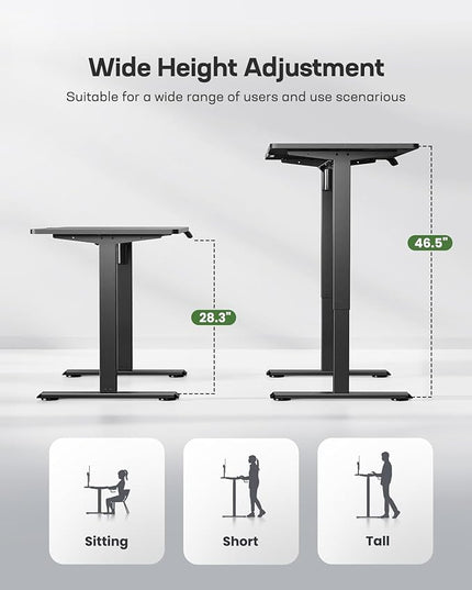 Marsail TZESD11BJZ Electric Standing Desk, 5524 Inch, Black-with light - LeafyLoom