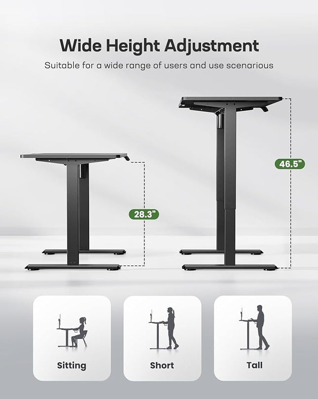 Marsail TZESD11BJZ Electric Standing Desk, 5524 Inch, Black-with light - LeafyLoom