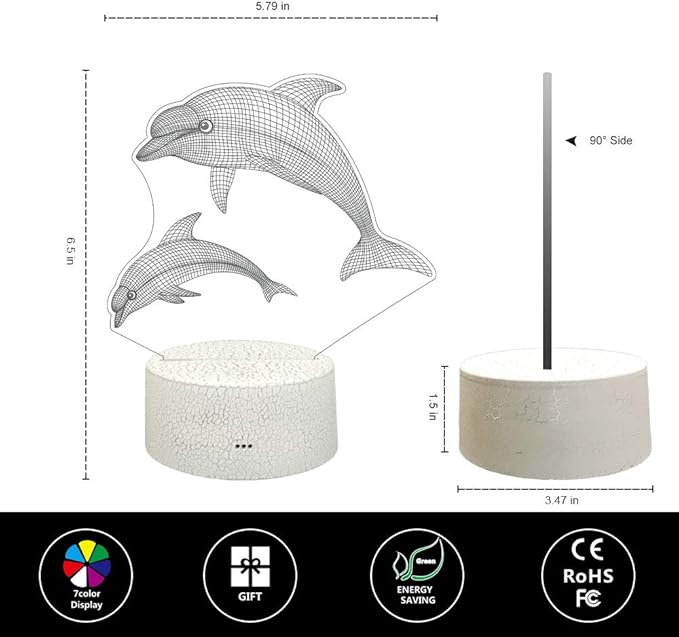 Dolphin Girls Gifts Dolphin Lamp 16 Colors Change with Remote Control 3D Optical Illusion Dolphin Decor Light As a Birthday Gift Ideas for Baby and Kids - LeafyLoom