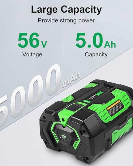 5.0Ah 56V Li-ion Battery Replacement for EGO 56V Battery with Holder Compatible with 56 Volt BA1400T BA4200 ST1502LB CS1604 LB4800 LB5804 HT2400 Crodless Tools - LeafyLoom