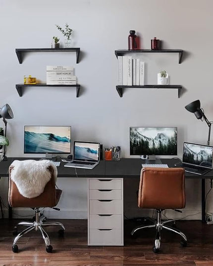 Kaboon Universal Tabletop 45.67"x23.62", Solid One-Piece Melamine Table Top, Double Desk L-Desk DIY, Home and Office,Cloud Atlas/Black Marble - LeafyLoom