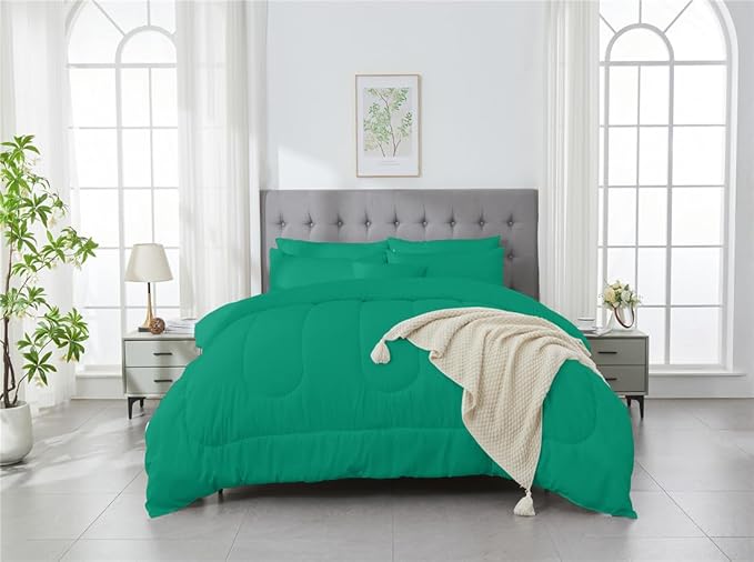 3 Piece Solid Color All Season Bedding Comforter Set Microfiber Soft Lightweight Bedding Set for Kids Teens Adults Room Decor with 1 Comforter and 2 Pillowcases Full - LeafyLoom