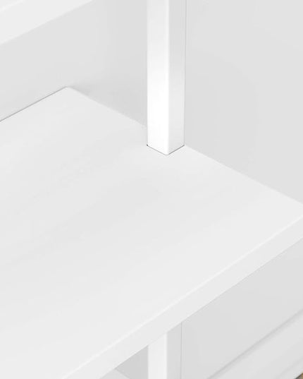 Nathan James 65506 Theo 5-Shelf White Modern Bookcase, Open Wall Mount Ladder Bookshelf with Industrial White Metal Frame, White - LeafyLoom