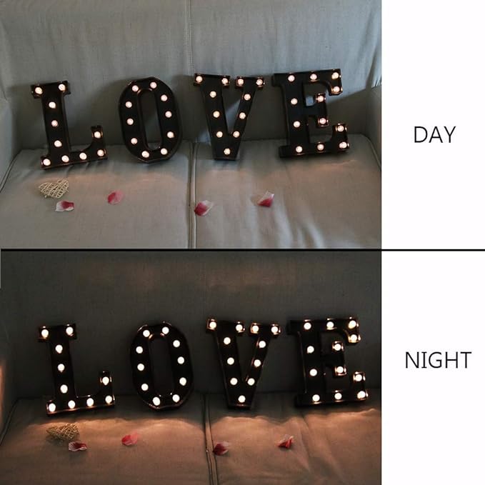Light Up Black Alphabet Marquee Letters Sign LED Marquee Number Lights Sign for Night Light Home Bar Christmas Lamp Birthday Party Wedding Decoration D - LeafyLoom