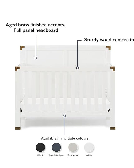 Baby Relax Miles 5-in-1 Convertible Crib, Nursery Furniture, Classic White - LeafyLoom