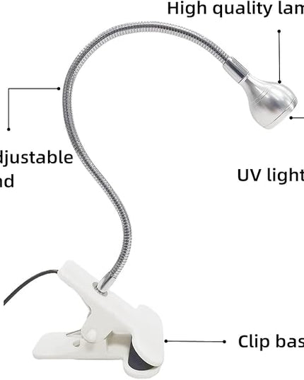 UV Nail Lamp, UV Light for Nails UV LED Light Fixtures with Gooseneck and Clamp Mini Desk Light Clamp Portable Gooseneck for Outdoor Stall Gel Nail Curing, 5V USB Input (Slive,Round Head) - LeafyLoom