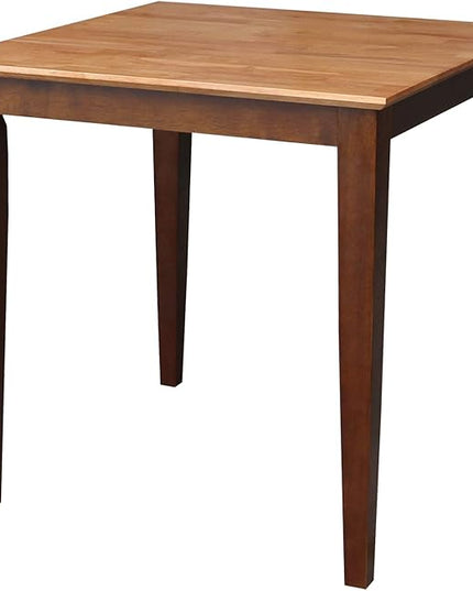 International Concepts Solid Wood Dining Table with Shaker Legs, 30 by 30 by 30-Inch, Cinnemon/Espresso - LeafyLoom