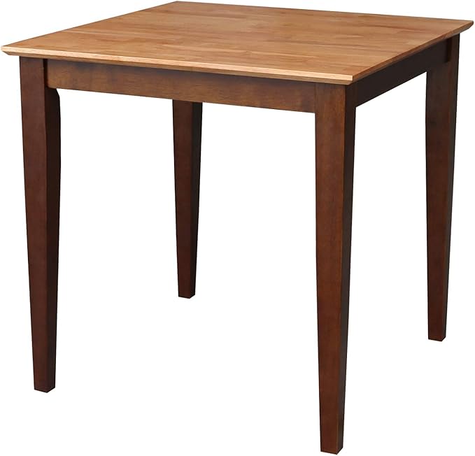 International Concepts Solid Wood Dining Table with Shaker Legs, 30 by 30 by 30-Inch, Cinnemon/Espresso - LeafyLoom
