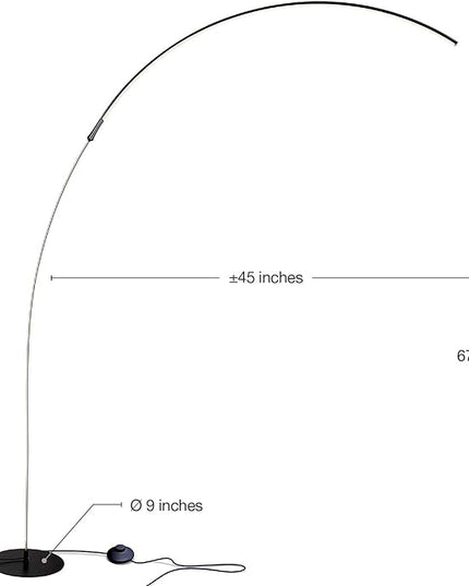 Brightech Sparq Arc Floor Lamp, Ultra Bright Lamp for Living Rooms & Offices – 3-Way Dimmable Smart, Tall Contemporary Standing Lamp for Reading in Bedrooms - Black - LeafyLoom