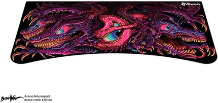 Arozzi Arena Special Edition Ultrawide Curved Gaming and Office Desk with Full Surface Water Resistant Desk Mat Custom Monitor Mount Cable Management Cut Outs - Crawling Chaos - LeafyLoom