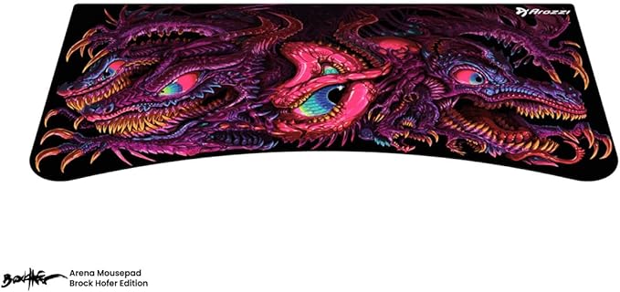 Arozzi Arena Special Edition Ultrawide Curved Gaming and Office Desk with Full Surface Water Resistant Desk Mat Custom Monitor Mount Cable Management Cut Outs - Crawling Chaos - LeafyLoom