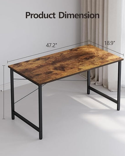 BANTI Computer Desk, 47 inch Home Office Desk, Modern Simple Style PC Table for Home, Office, Study, Writing, Vintage - LeafyLoom
