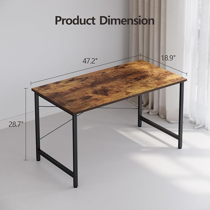 BANTI Computer Desk, 47 inch Home Office Desk, Modern Simple Style PC Table for Home, Office, Study, Writing, Vintage - LeafyLoom