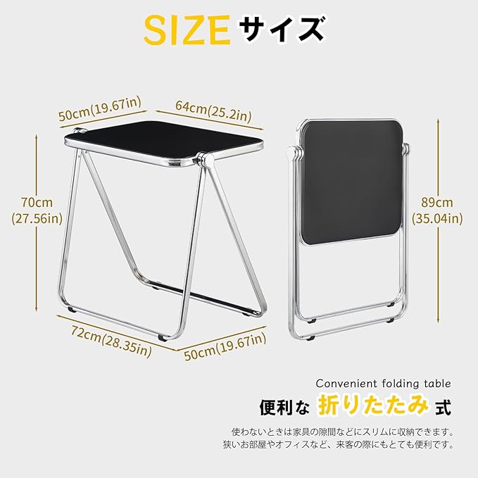 KAIHAOWIN Folding TV Tray Table- Acrylic Foldable Desk No Assembly Required Tiny Desk for Home Office Side Table Small Computer Desk for Small Spaces-Black - LeafyLoom