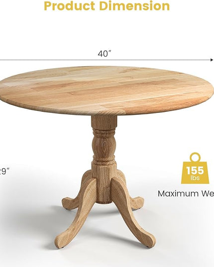 Round Dining Table, All Natural - LeafyLoom