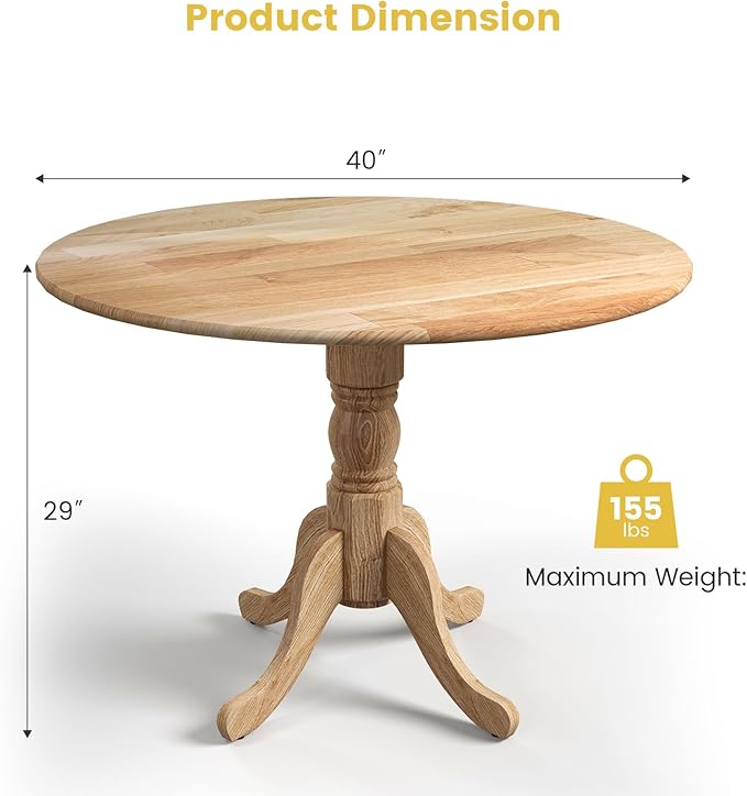 Round Dining Table, All Natural - LeafyLoom