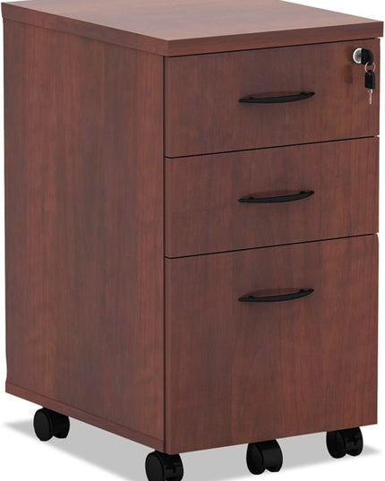 Alera ALEVA572816MC 15.88 in. x 20.5 in. x 28.38 in. Valencia Series 3-Drawer Mobile File Pedestal - Cherry - LeafyLoom