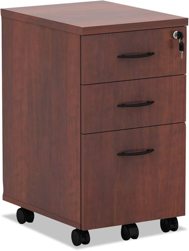 Alera ALEVA572816MC 15.88 in. x 20.5 in. x 28.38 in. Valencia Series 3-Drawer Mobile File Pedestal - Cherry - LeafyLoom