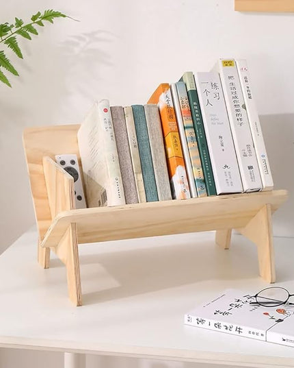 Wood Bookcase, Tilted Bookcase,Desktop Bookshelf Simple Tabletop Tilted Bookcases for Books Magazine CD,Desk Organizers and Storage Rack in Living Room/Office/Home. - LeafyLoom
