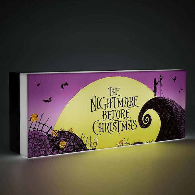 Paladone Nightmare Before Christmas Logo Light Jack Skellington and Sally Merchandise Decorate for Halloween Christmas or Year Round (30 Cm, 12" Wide) - LeafyLoom