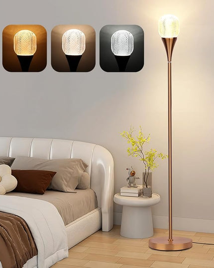 Modern Globe Floor Lamp, Minimalist Room Decor Standing Lamp, Dimmable LED Tall Floor Light for Living Room, Bedroom Decor, Full Range Dimming, Adjustable Color Temperature - Gold/Antique Brass - LeafyLoom