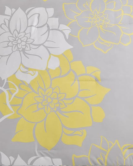Floral Comforter Set Queen 7 Piece Bed in a Bag Yellow Floral Comforter with Sheet Set Soft Micorfiber Reversible Bedding Set (1 Comforter,2 Pillow Shams,1 Flat Sheet,1 Fitted Sheet,2 Pillowcases) - LeafyLoom