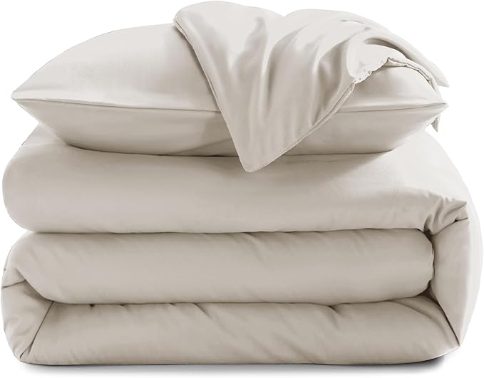 CozyLux Beige Comforter Set King Size, 3 Pieces Boho Solid Breathable Quilted Style Bedding Sets, Luxury Fluffy Soft Microfiber Comforter for All Season(1 Comforter & 2 Pillowcases) - LeafyLoom