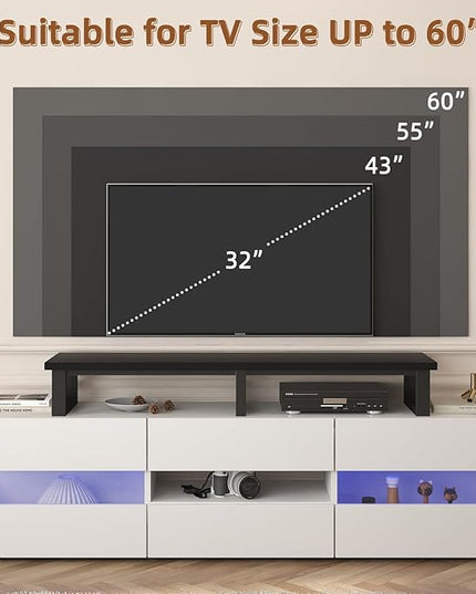 45" Large TV Riser for 32-60 inch TV, TV Riser Stand Shelf with Steel Legs, Tabletop TV Stand Riser for Home Office,Black - LeafyLoom