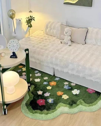 Moss Rug Lovely Green Moss Leaf Bathroom rug Non-Slip 3D Moss Carpet Washable Water Absorbent Soft Moss Carpet Bed for Bathroom Bedroom Kitchen Living Room (A, 2.6x4.9ft) - LeafyLoom