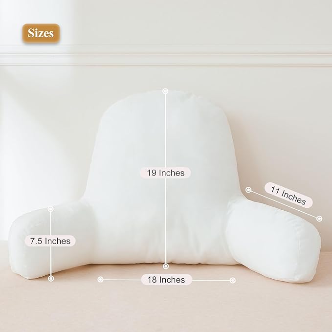 XeGe Reading Pillow Filling (No Cover), Fluffy Backrest Pillow Filler for Bed Sitting Up, Adults Kids Sit Up Back Support Pillow Insert with Arms for Couch Chair Car Home Decoration, Shredded Foam - LeafyLoom