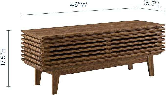 Modway Render 46" Mid-Century Modern Low Profile TV Stand in Walnut, 46 Inch - LeafyLoom