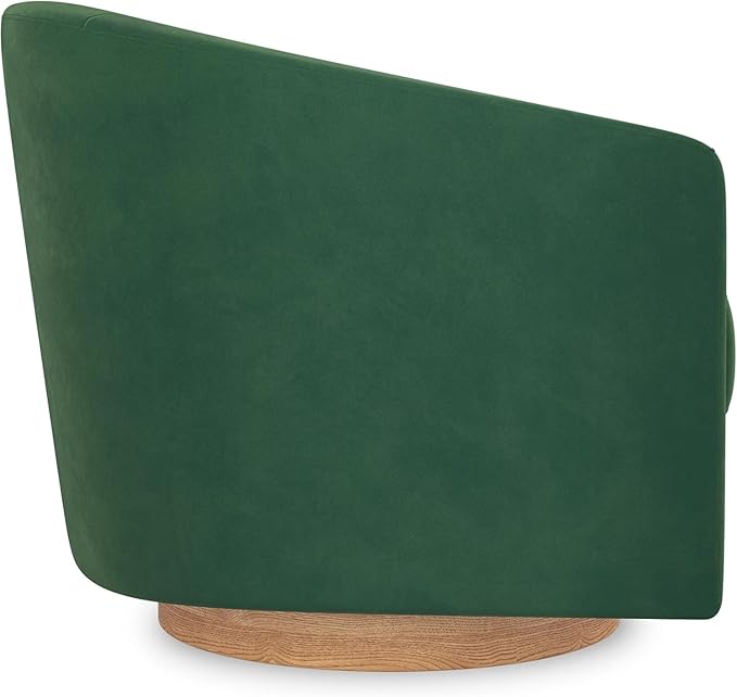 Sunny Heart Swivel Accent Chair, Velvet Swivel Barrel Chair, Swivel Club Chair with Wood Base, Modern Upholstered Armchair, Cozy Chairs for Living Room, Bedroom, Reading - LeafyLoom