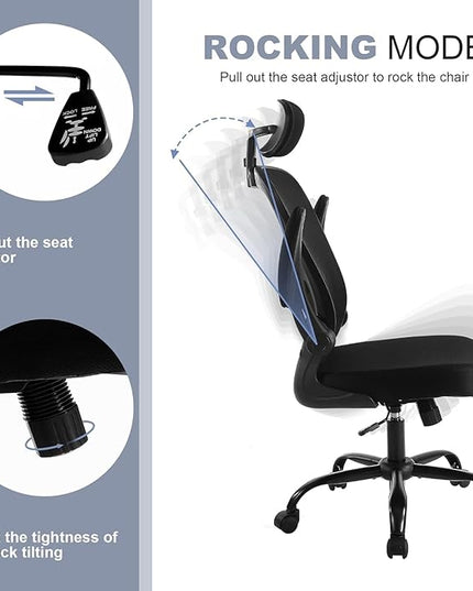 Office Chair Ergonomic Desk Chair Comfort Adjustable Height with Wheels，Lumbar Support Mesh Swivel Computer Home Office Study Task Chair Black (Black, 10 Pack) - LeafyLoom
