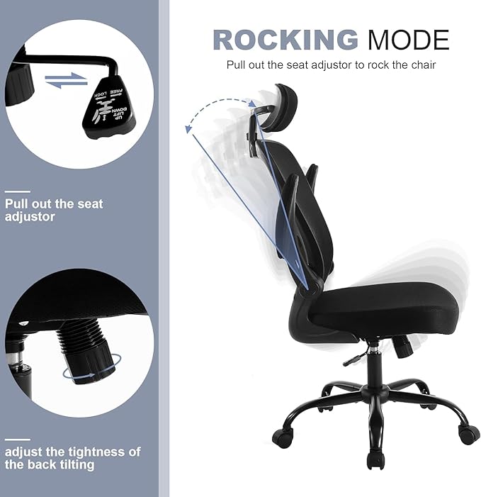Office Chair Ergonomic Desk Chair Comfort Adjustable Height with Wheels，Lumbar Support Mesh Swivel Computer Home Office Study Task Chair Black (Black, 10 Pack) - LeafyLoom
