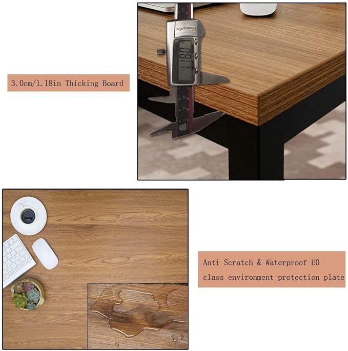 BIBOC 24X55 inches Computer Desk/Dining Table, Office Desk, Composite Wood Board Sturdy Writing Workstation for Home Office Walnut and Black Legs - LeafyLoom