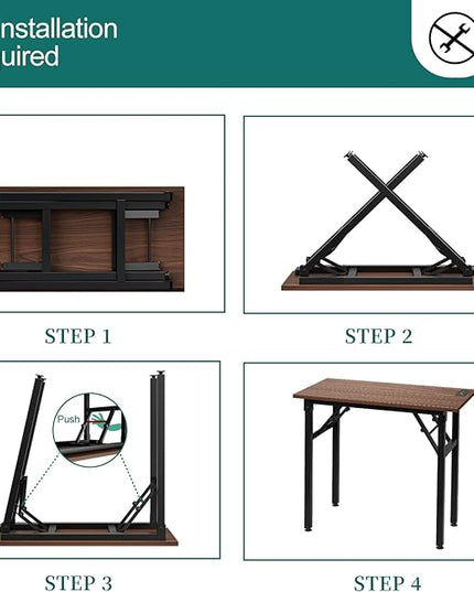 TEMI Computer Desk with Power Outlet - Portable Small with USB Ports, Durable Construction. Perfect Writing Desk, Study Table, and Office Table for Compact Spaces. Work Desk for Home Office Use. - LeafyLoom