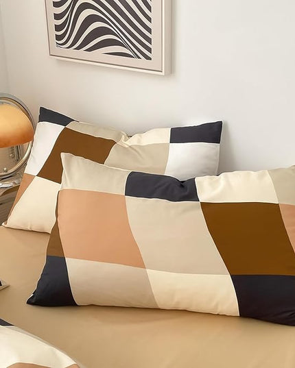 Checkerd Comforter Set Full Multicolored Grid Comforter Men Women Modern Chic Checkered Bed Comforter White Black Plaid Buffalo Full Bedding Comforter All Season Hotel Quality Bed Set - LeafyLoom