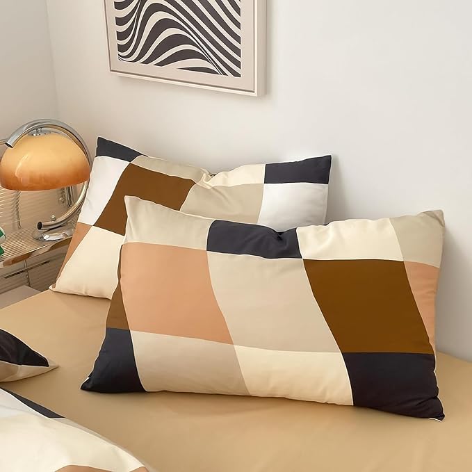 Checkerd Comforter Set Full Multicolored Grid Comforter Men Women Modern Chic Checkered Bed Comforter White Black Plaid Buffalo Full Bedding Comforter All Season Hotel Quality Bed Set - LeafyLoom