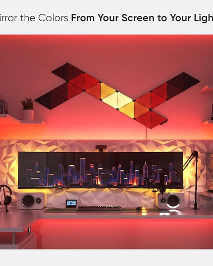 Nanoleaf Shapes WiFi and Thread Smart RGBW 16M+ Color LED Dimmable Gaming and Home Decor Wall Lights Smarter Kits (Black Triangles Smarter Kit (9 Pack) NANOLEAF